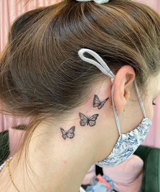 Butterfly Tattoo Behind Ear