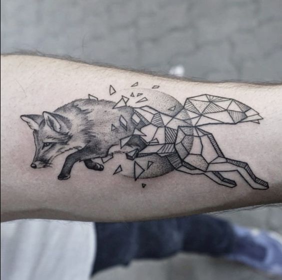 Geometric Fox Tattoo.