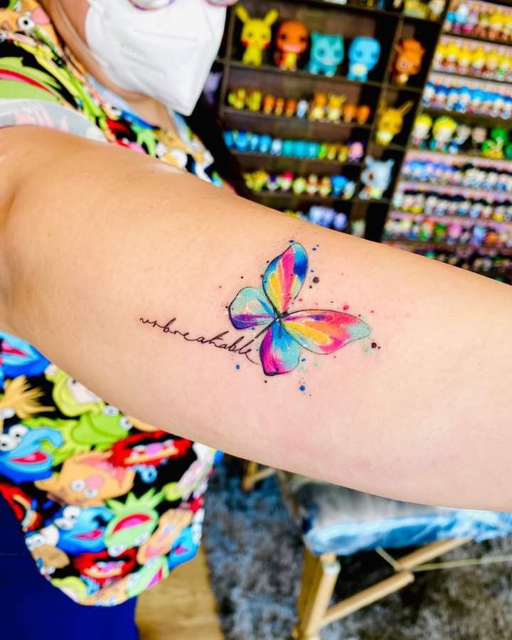 Rainbow Butterfly Tattoo.