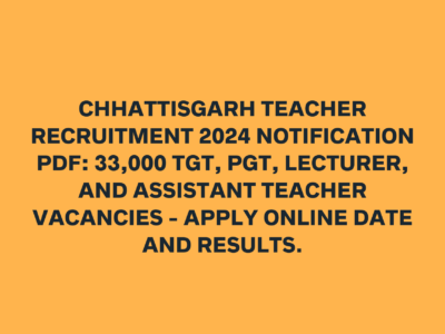 Chhattisgarh Teacher Recruitment 2024